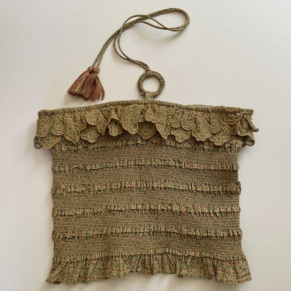 Anthropologie x Let Me Be Smocked Halter Crop Top NWT - Picture 4 of 11